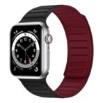 Magnetic Silicone Watch Band For Apple Watch - Black Wine Red