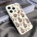 iPhone 14 Pro Liquid Silicone Pedestrians Pattern Phone Case - Beige