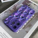 iPhone 14 Pro Liquid Silicone Pedestrians Pattern Phone Case - Purple