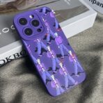 iPhone 14 Pro Max Liquid Silicone Pedestrians Pattern Phone Case - Purple